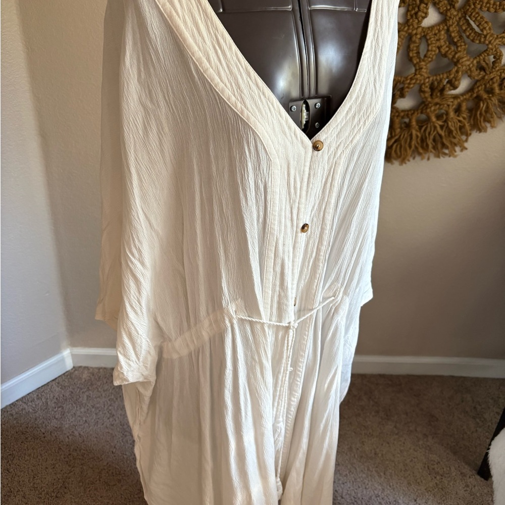 Pink Lily Cream Cover Up With Draw Strings at waist Size XL
